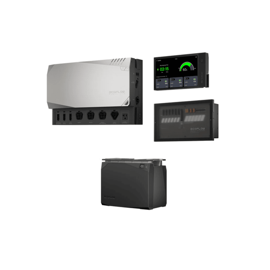 Batería de energía Ecoflow Power Kit 2kWh con panel de control y puertos de carga, diseñada para suministro de energía portátil